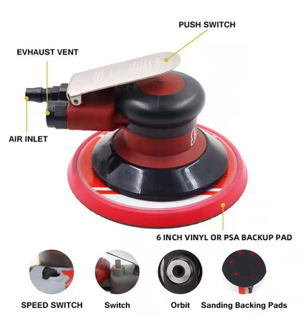 Ferramentas de pintura de lixadeira de ar auto vácuo 150mm