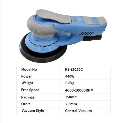 PANDAS 6 polegadas 150mm 4000-10000rpm 5mm órbita de grau industrial comumente usada máquina de lixa elétrica de velocidade variável sem escova elétrica lixadeira de trilha aleatória