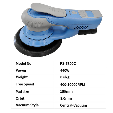 PANDAS 6 polegadas 150mm 400-10000rpm 8mm órbita de grau industrial moagem grossa lixa elétrica máquina ferramenta velocidade variável sem escova elétrica lixadeira de pista aleatória